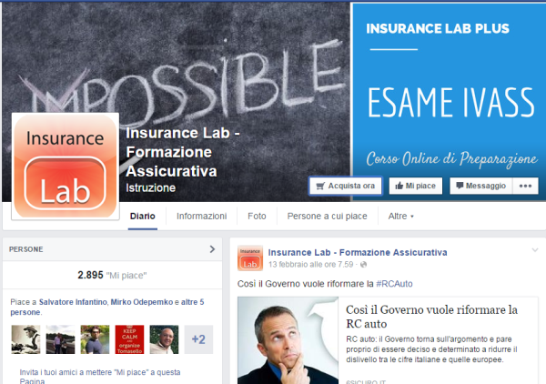Pagina FB di Insurance Lab
